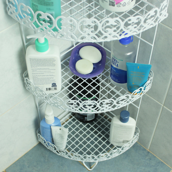 Shower Corner Shelf Caddy Shelves Organiser Bath Storage Rack Bathroom Metal