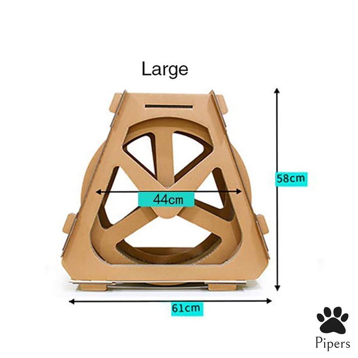 Pipers Cat Exercise Wheel Cardboard Scratching Post Play House Treadmill Running