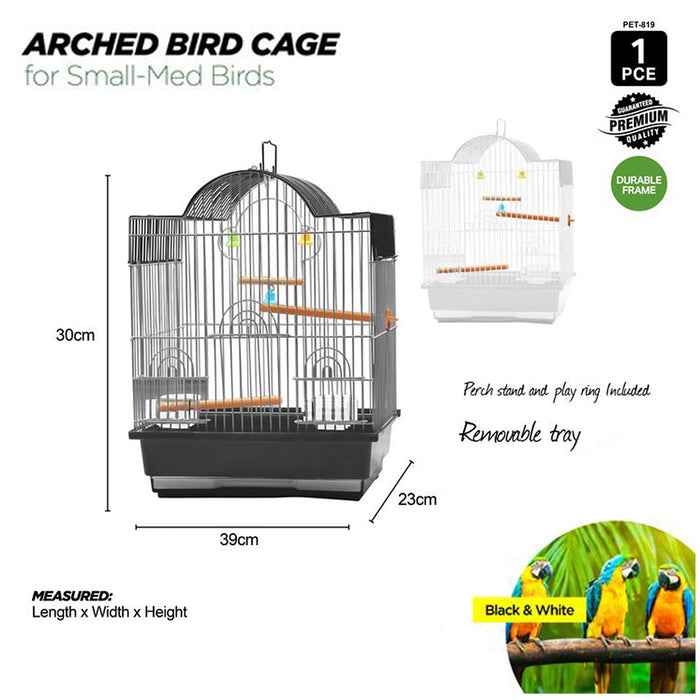 Bird Cage Small Medium Metal Frame Angled Roof Coloured Toys 30cm x 39cm x 23cm