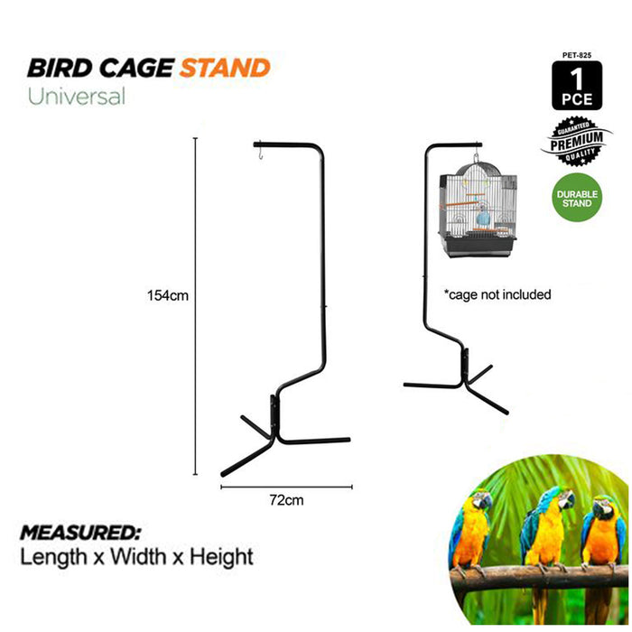 Bird Cage Stand Metal Frame Tripod Freestanding Hook Black White 72cm x 154cm