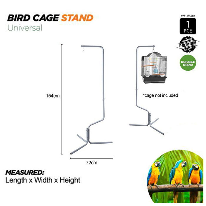 Bird Cage Stand Metal Frame Tripod Freestanding Hook Black White 72cm x 154cm