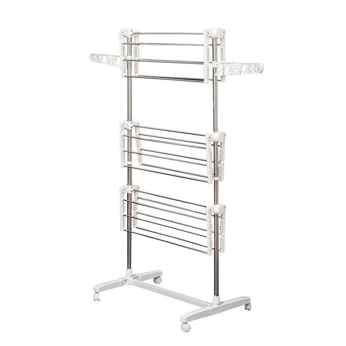 Clothes Line Airer Rack Indoor 3 Tier Steel 20m Drying Space Foldable Portable