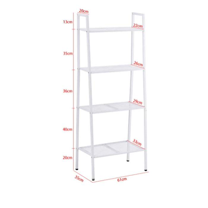 Lecluse 4-Tier Metal Ladder Shelf Mesh Bookcase Multifunctional Ladder-Shaped Pl