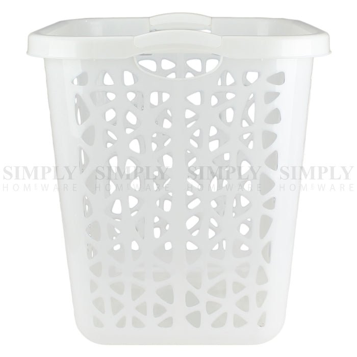 Laundry Basket Bin Plastic Baskets Washing Hamper Bag White Blue Pink Bathroom - Simply Homeware