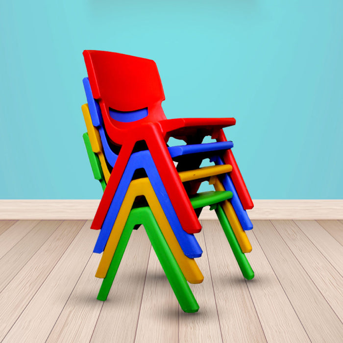 Kids Table Children 6 Chairs Activity Set Large Plastic Play Outdoor Red 120x60