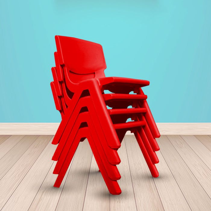 Kids Table Children 6 Chairs Activity Set Large Plastic Play Outdoor Red 120x60