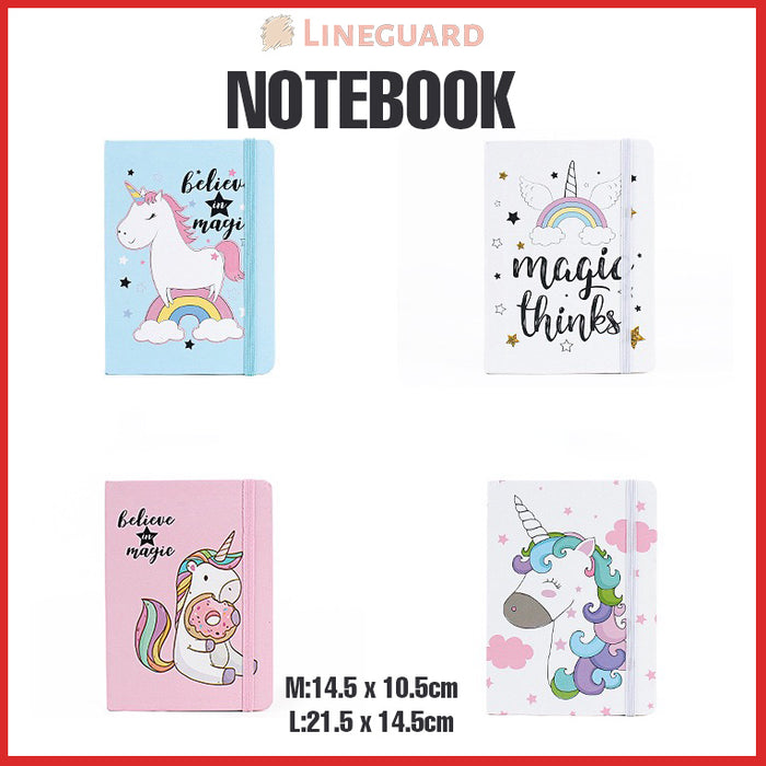 Journal Notebook Hardcover Cardboard Grid Diary 96pages Stationery Unicorn