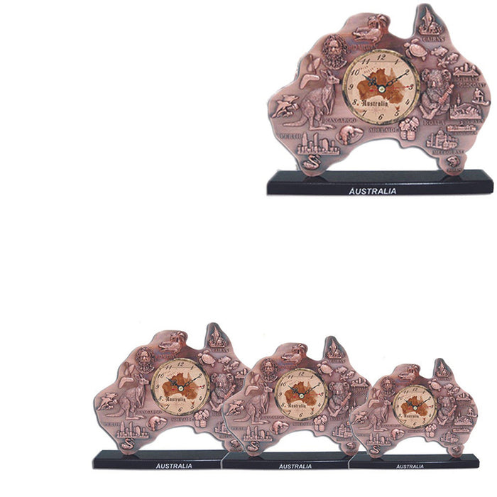 Australian Souvenirs Map Clock Movement Bedside Copper Aussie Gift Bulk XLarge