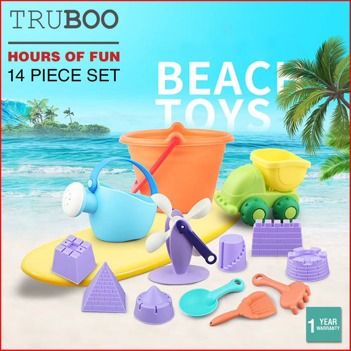 Truboo Kids Beach Toys Sand Water Play Set With Bucket And Mesh Bag Soft Plastic