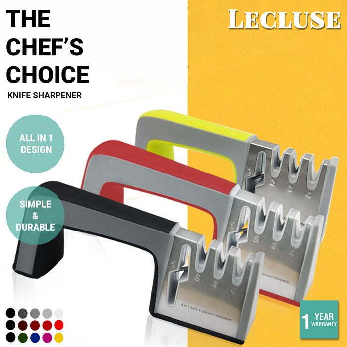 2x Lecluse Knife Sharpener 3/4 Stage Kitchen Diamond Tool Scissor Stainless