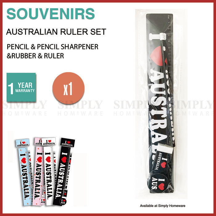 Australian Souvenirs Ruler Set Pencil Rubber Sharpener Art Aussie Bulk Gift AU - Simply Homeware