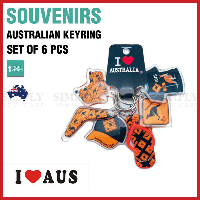 6pcs Australian Souvenirs Keyring Chain Acrylic Road Sign Gift Bulk Aussie - Simply Homeware