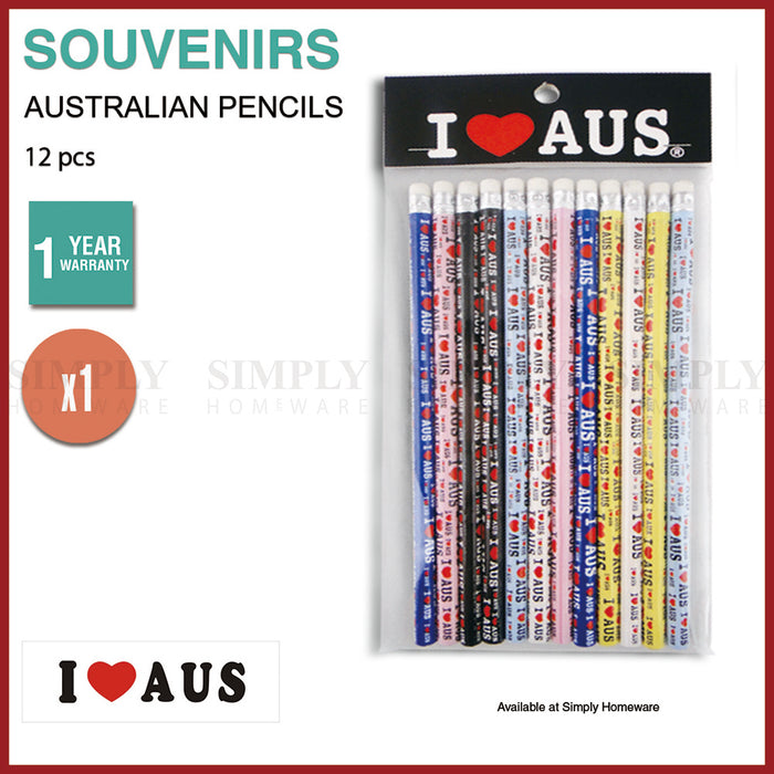 Australian Souvenirs 12pcs Set Pencils Stationary Kids Art Multi-coloured Aussie - Simply Homeware