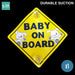 Baby on Board Car Sign Suction Cup Decal Yellow Kids Family Safety In Sticker - Simply Homeware