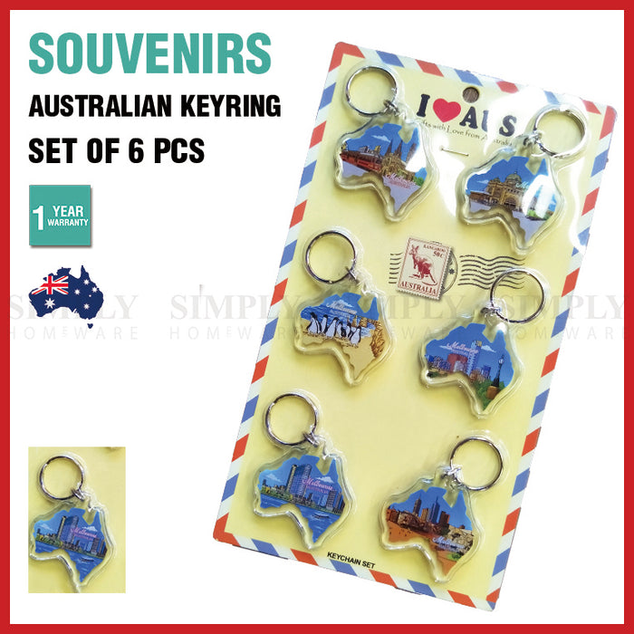 6pcs Australian Souvenirs Keyring Chain Acrylic Melbourne Gift Bulk Aussie - Simply Homeware
