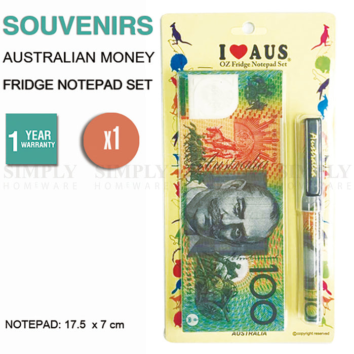 Australian Souvenirs Fridge Magnet Notepad Set Notebook Pen Money Aussie Gift AU - Simply Homeware