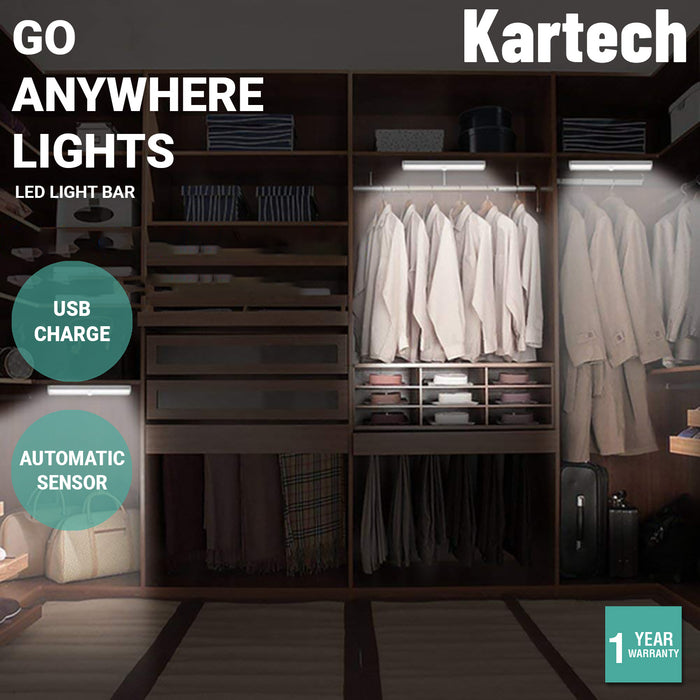 Kartech LED Light Bar USB Rechargeable Motion Sensor Night Lamp Kitchen Wardrobe