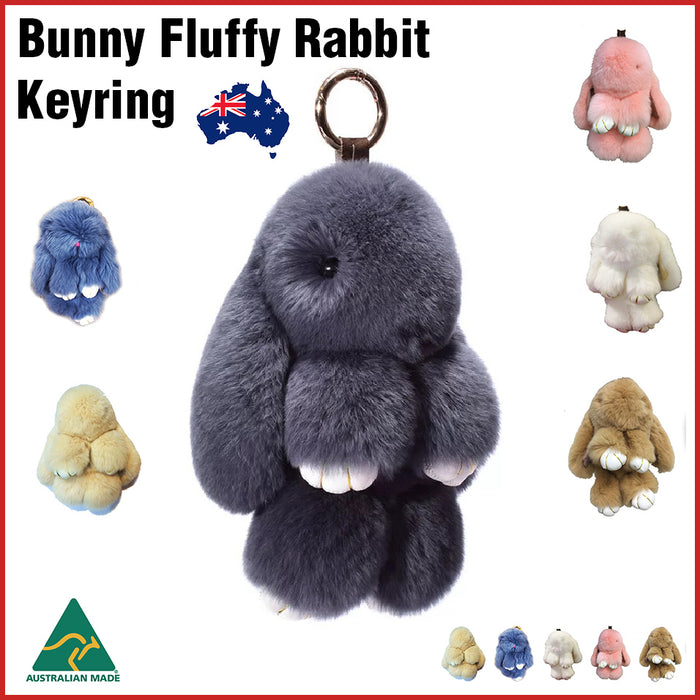 Faux Fur Bunny Fluffy Rabbit Plush Toy Keyring chain Bag Charm