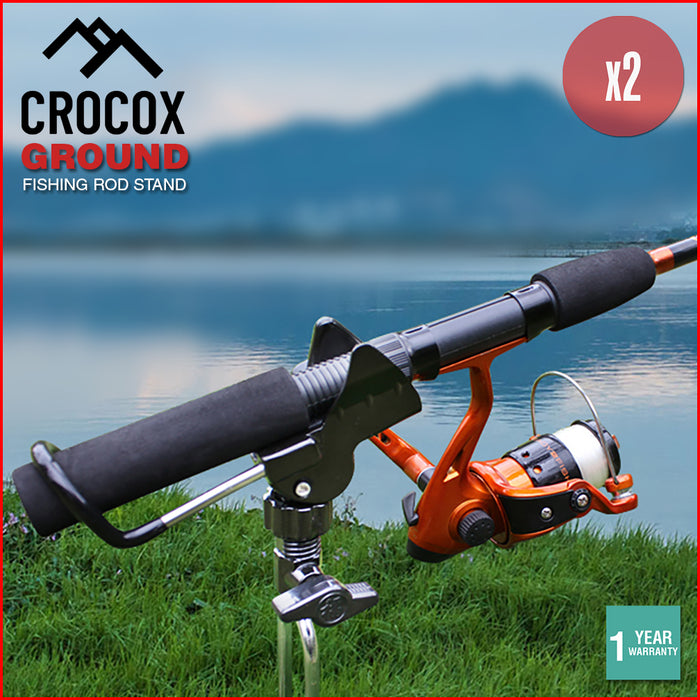 2x Crocox Fishing Rod Holders Ground Stand Wall Boat G Clamp On Rack Clips Rest