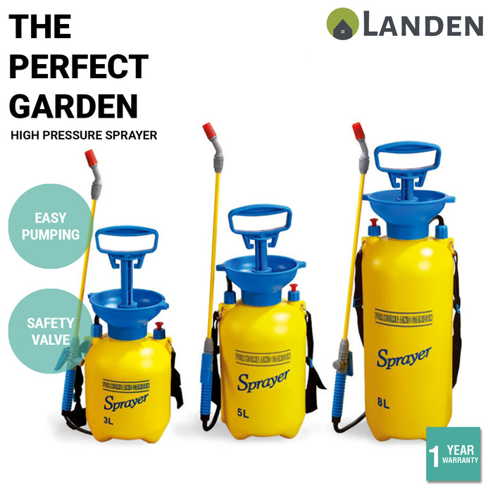 Landen High Pressure Sprayer Garden Water Chemical Pump Bottle Portable 3/5/8L