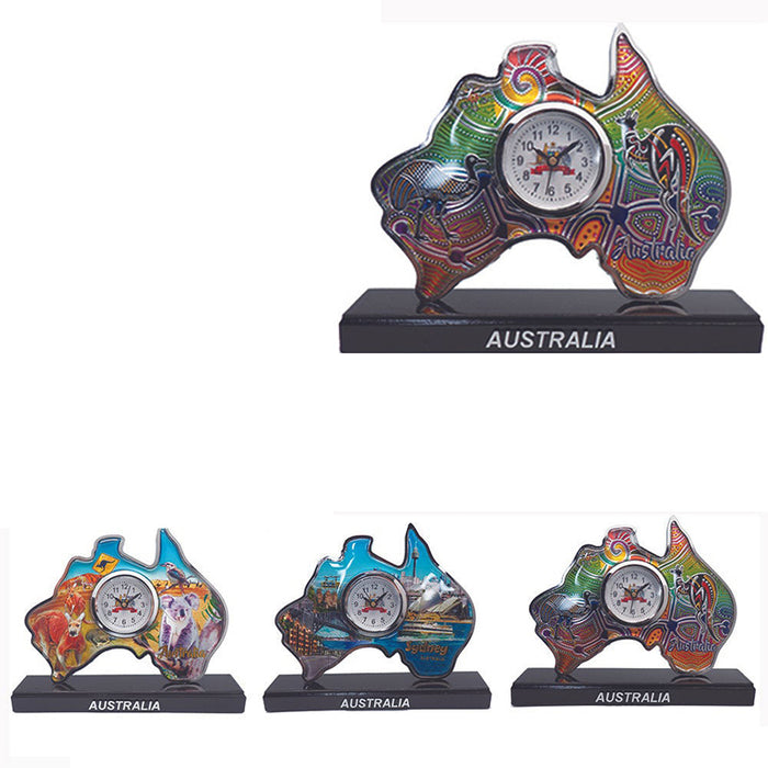 Australian Souvenirs Map Clock Movement Beside Foil Epoxy Aussie Gift Bulk AU