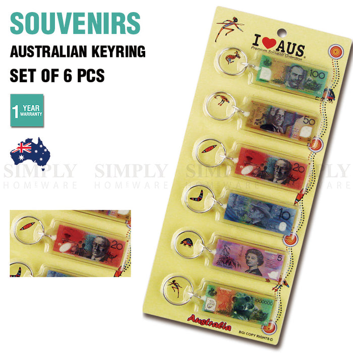 6pcs Australian Souvenirs Keyring Chain Acrylic Money Gift Bulk Aussie - Simply Homeware