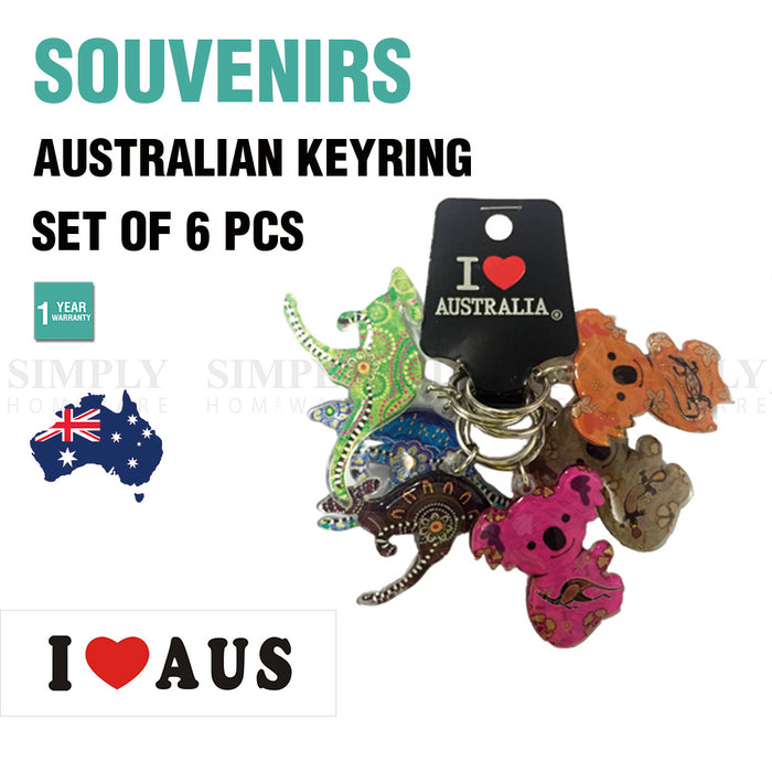 6pcs Australian Souvenirs Keyring Chain Acrylic Koala Gift Bulk Aussie - Simply Homeware