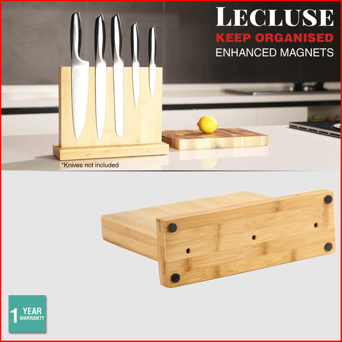 Lecluse Magnetic Knife Holder Wooden Block Kitchen Rack Tool Storage Stand Bar