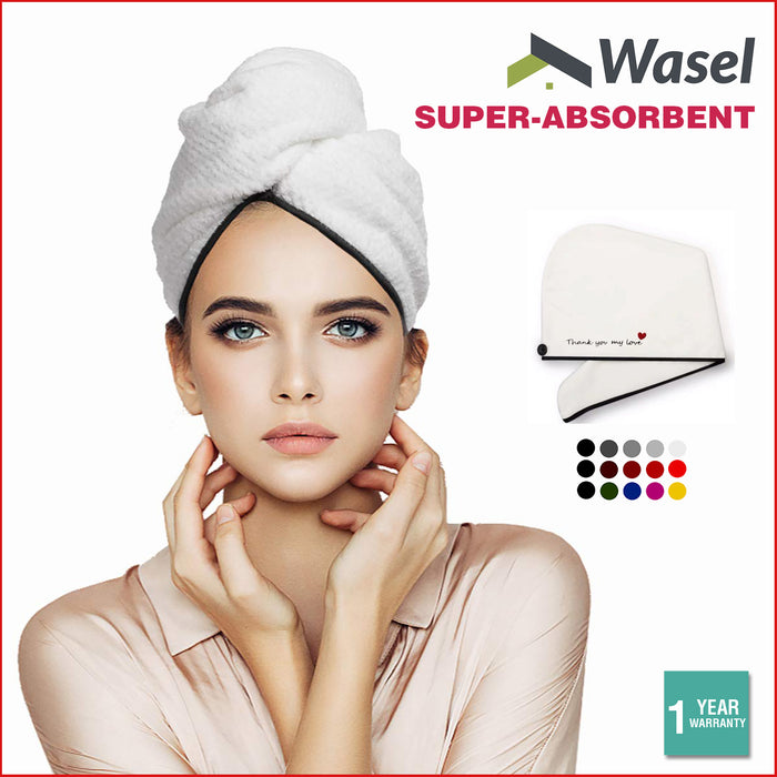 Wasel Fast Drying Hair Cap Microfibre Towel Hat Turban Shower Absorbent Bathing