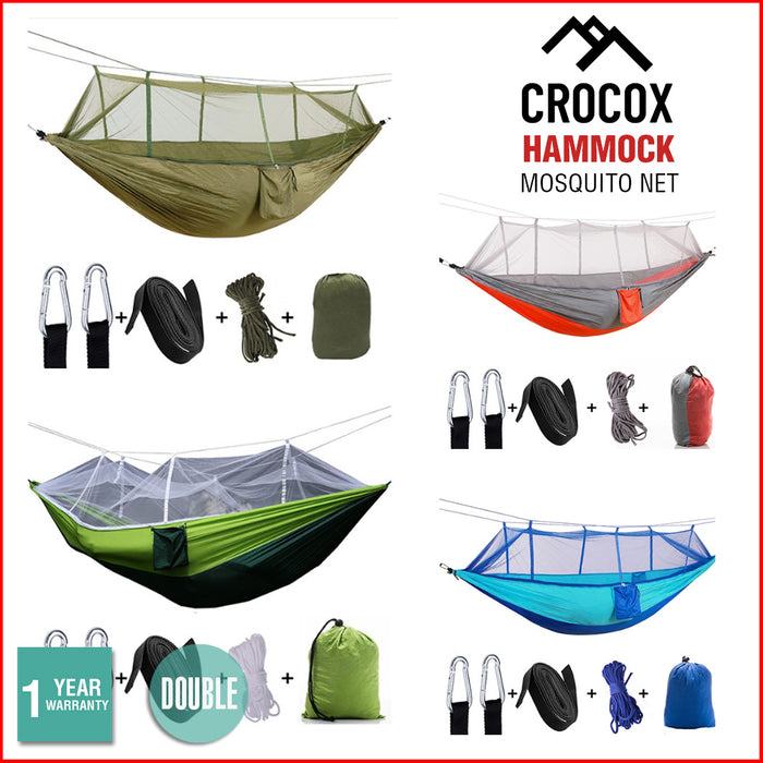 Crocox Hammock With Mosquito Net Double Camping Swing Bed Straps Travel Outdoor