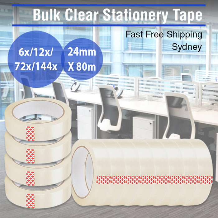 Sticky Tape Packing Clear Stationery 24mm x 80m Adhesive Bulk Business Office