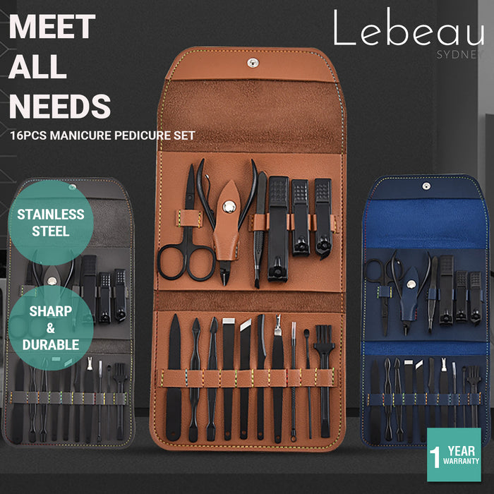 Lebeau 16Pcs Manicure Pedicure Set Nail Trimming Kit Clipper Finger Care Tool