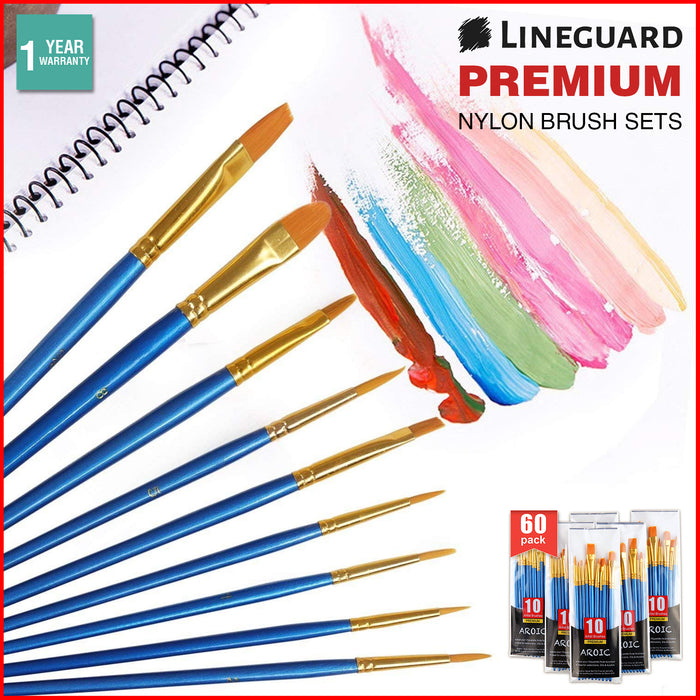 Lineguard Paint Brush Set Acrylic Art Oil Painting Brushes Nylon Bulk Fine Round
