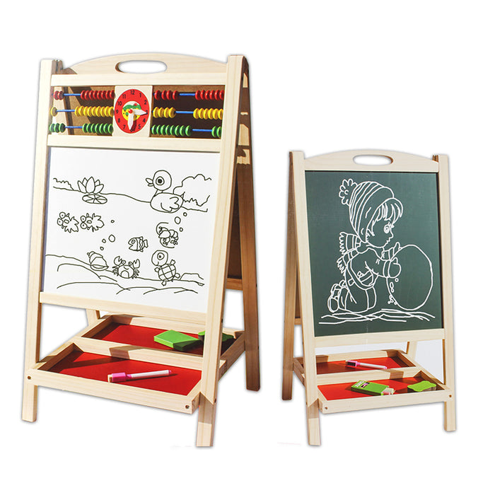 Kids Easel Art Childrens Whiteboard Blackboard Stand Wood Magnetic Drawing Board