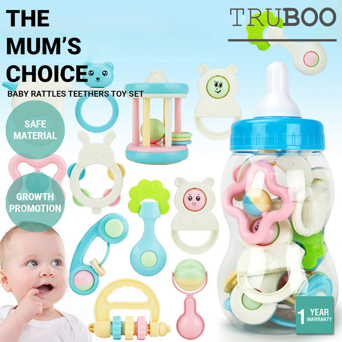 Truboo Baby Rattles Teethers Toy Set Infant Grab Shaking Bell Newborn 10Pcs