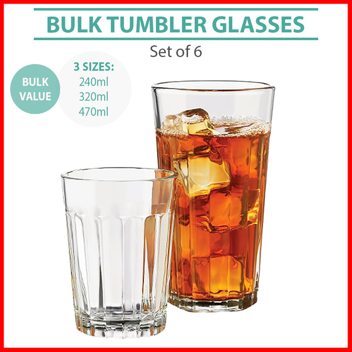 Tumbler Glass Cups Glasses Tumblers Scotch Whiskey Drinking Cup Water Bulk 6pk