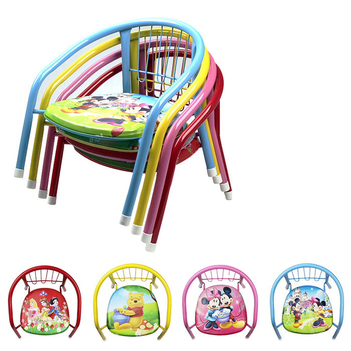 4x Kids Chairs Children Toddler Metal Arm Outdoor Blue Red Pink Yellow Sound