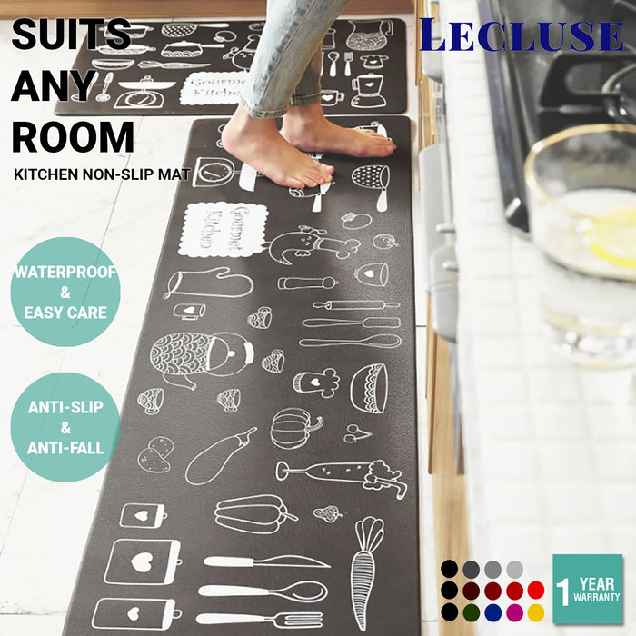 Lecluse Kitchen Non-Slip Mat Home Floor Carpet Rug Waterproof Anti-Oil PVC