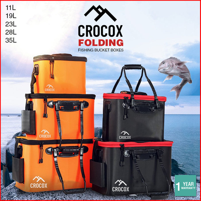 Crocox Fishing Boxes Bucket Tackle Storage Plastic Live Bait Folding Small Large