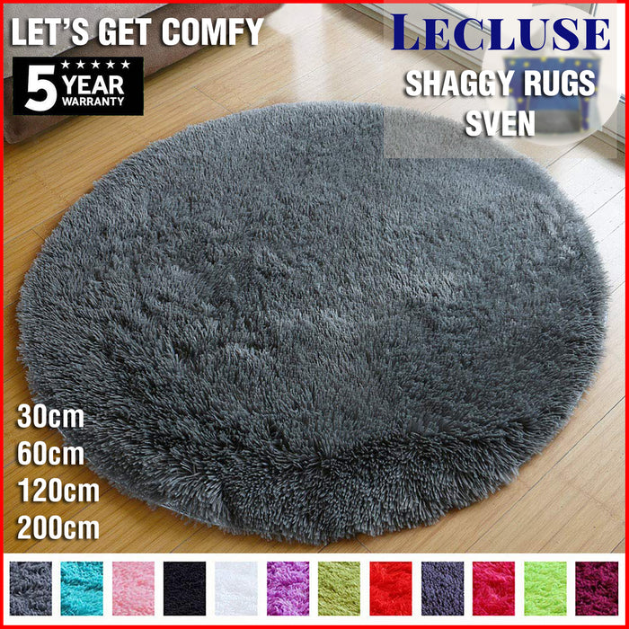 Lecluse Rugs Round Shaggy Floor Carpets Extra Large Lounge Couch Non Slip Area