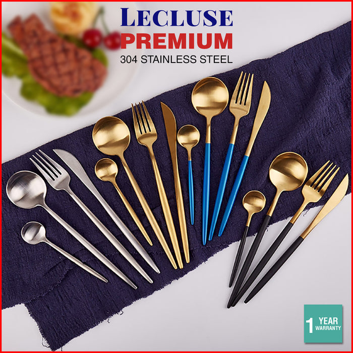 Lecluse Cutlery Set Stainless Steel Flatware Spoon Fork Knife Black Gold Silver