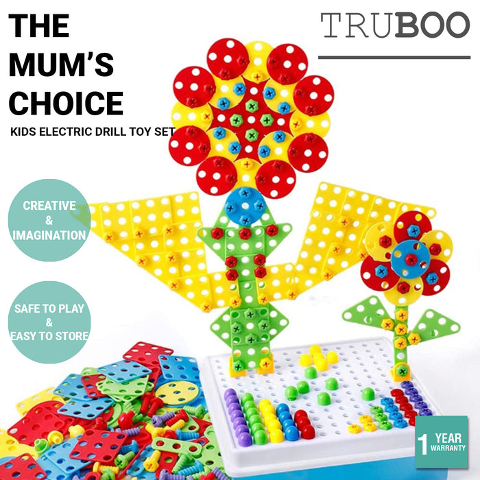 Truboo Kids Electric Drill Toy Set Children Building Blocks DIY Assemble Puzzle