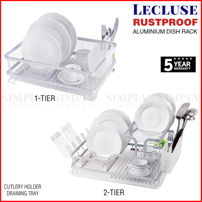 Aluminium Dish Rack Drainer 1/2 Tier Kitchen Plate Drying Cutlery Holder Tray - Simply Homeware