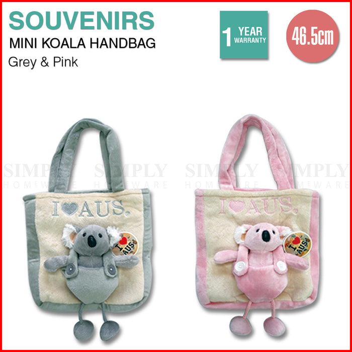 Australian Souvenirs Koala Mini Kids Handbag Toy Aussie Gift Plush Bag Grey Pink - Simply Homeware
