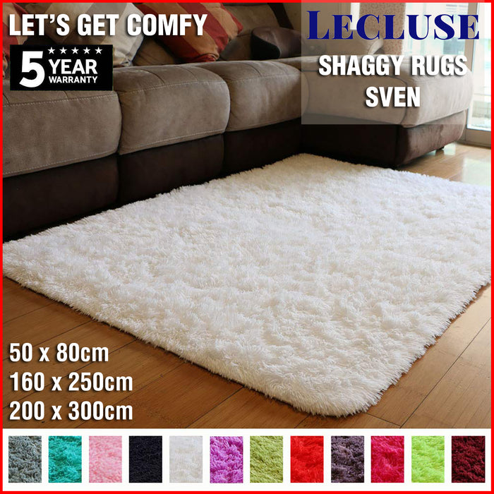 Lecluse Rugs Shaggy Floor Carpets Extra Large Lounge Couch Non Slip Anti Area