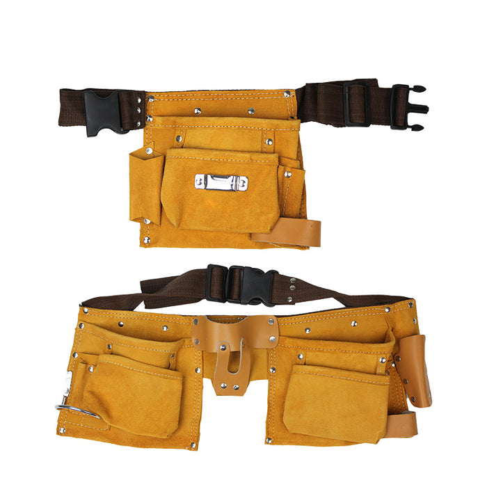 Leather Tool Belt Nail Pouch Bag Holder Apron Carpenter Electrician 8/14 Pocket