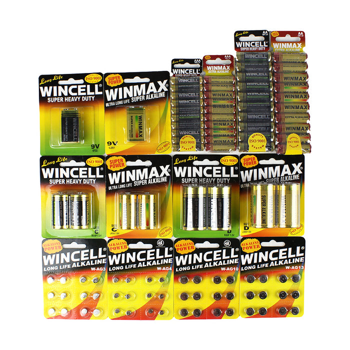 Batteries Battery LR44 AAA AA 9V Wincell Winmax Bulk AG13 AG10 AG3 C & D Size