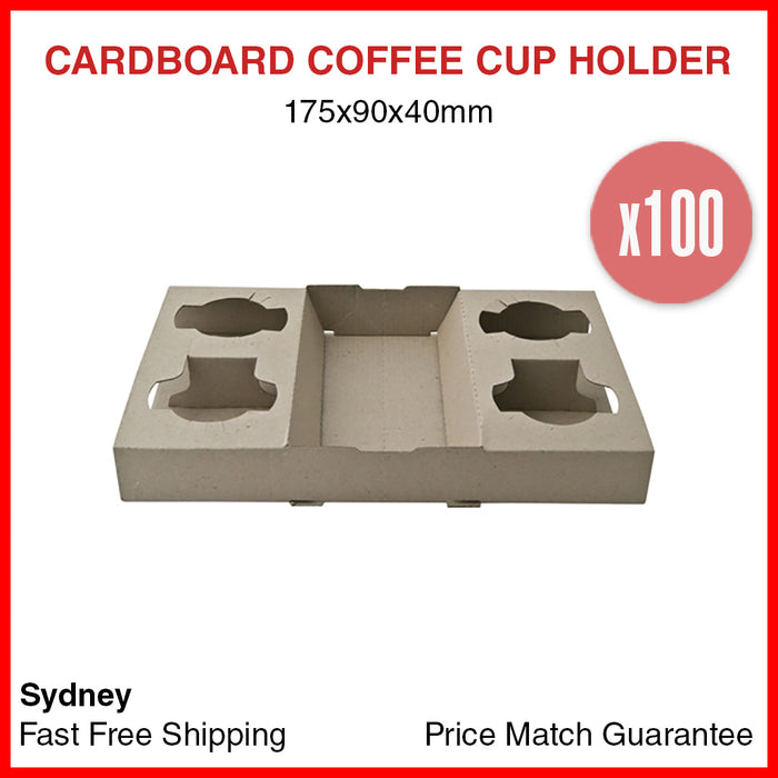 100x Disposable Coffee Cup Holder 4 Cardboard Drinks Tray Takeaway Travel Bulk