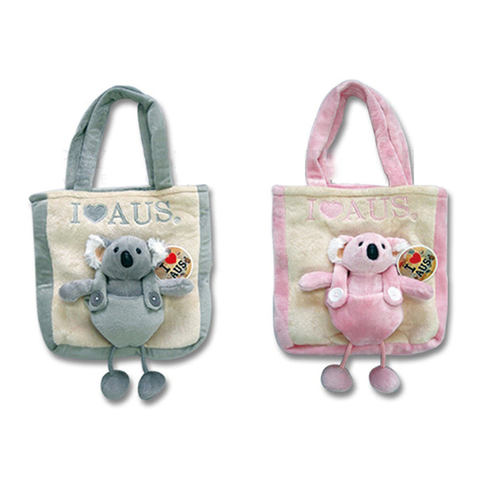 Australian Souvenirs Koala Mini Kids Handbag Toy Aussie Gift Plush Bag Grey Pink