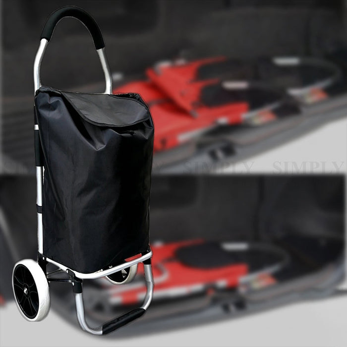 Shopping Cart Trolley Grocery Aluminium Foldable Luggage Wheels Basket Carts Bag